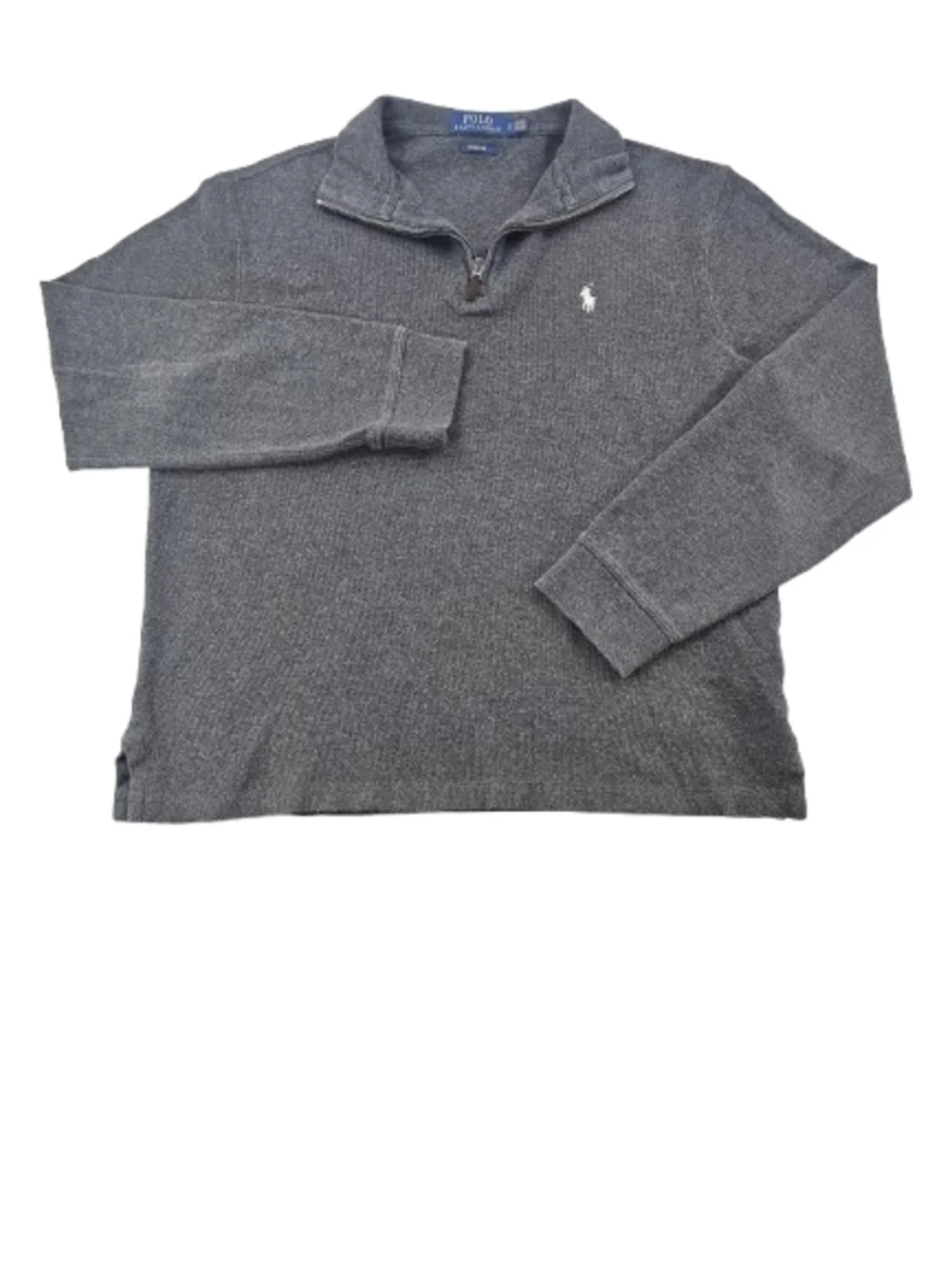 Polo Ralph Lauren Estate Rib Quarter Zip Sweater Mens S Dark Gray White Pony